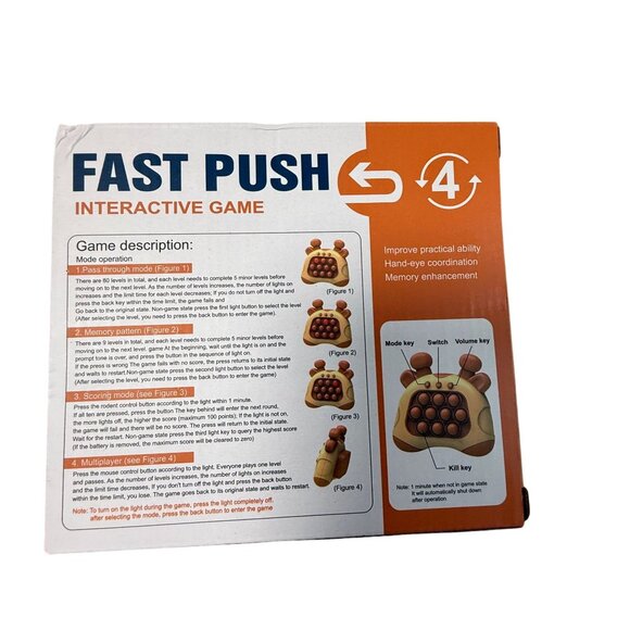 Fast Push Interactive Game Hand-Eye Coordination Fidget Pop It Stocking Stuffer - Picture 3 of 4